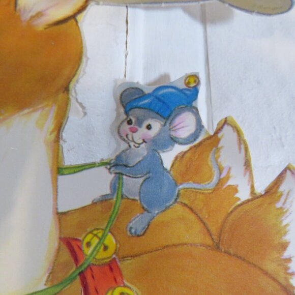 Santa & Reindeer with vintage yarn stapled to sleigh 1980s with sweet eyes - Picture 9 of 11